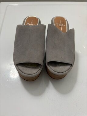 Paolo Gray Suede Open-Toe Platform Slides